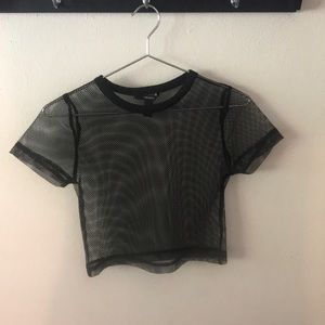 Small Black Mesh Crop Top